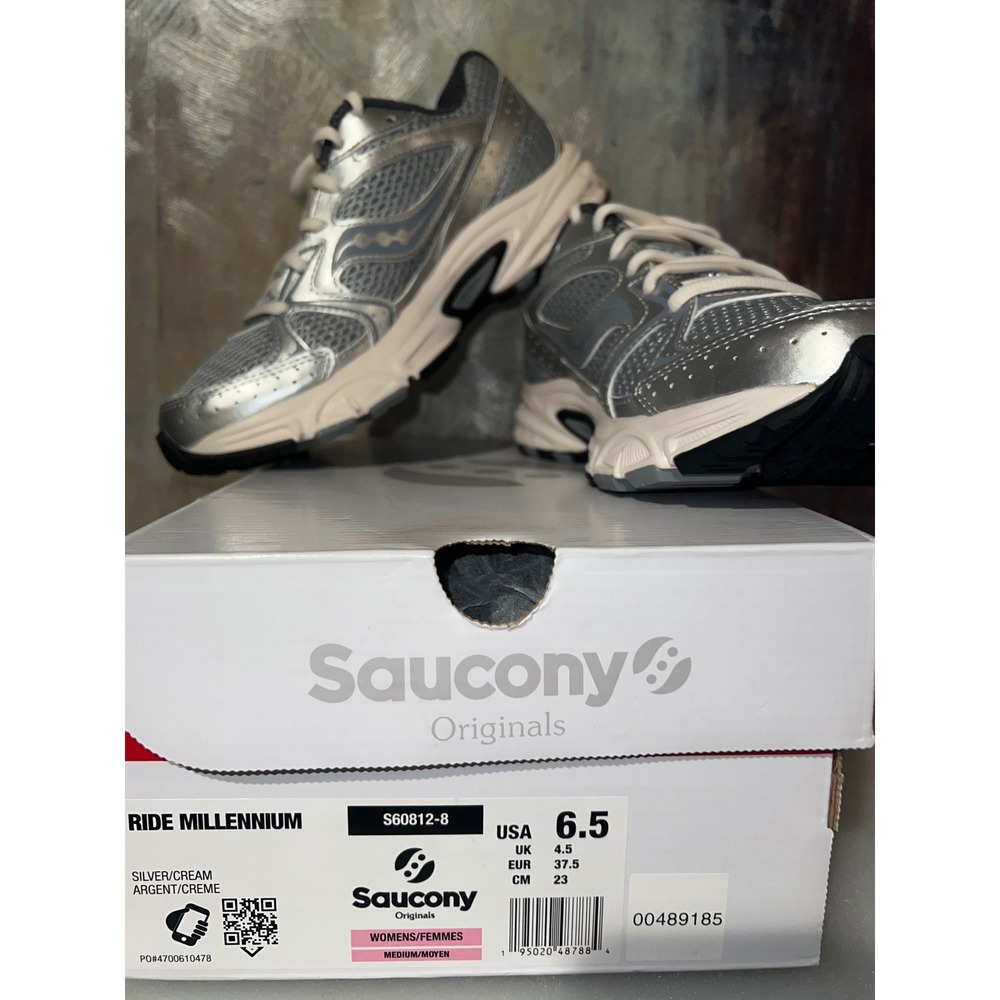 Saucony Ride Millennium Silver Cream Womens Sneakers S60812-8 Retro Runner